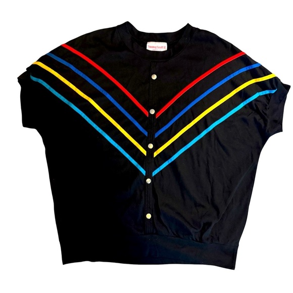 YOUNG STUFF II Vintage 80’s Dolman Sleeve Rainbow Applique T-Shirt Top size 2X - Picture 1 of 4